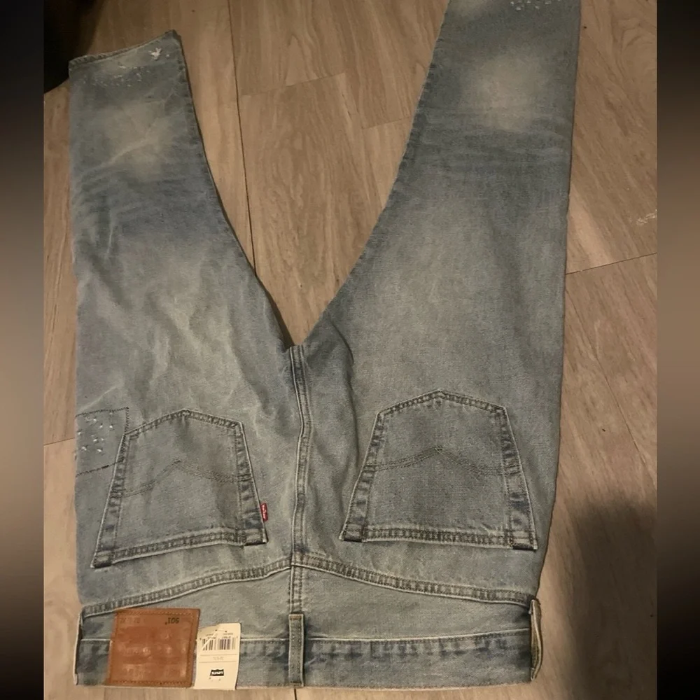 Levi's Men's Light Blue Patchwork Straight Jeans - Picture 4 of 4